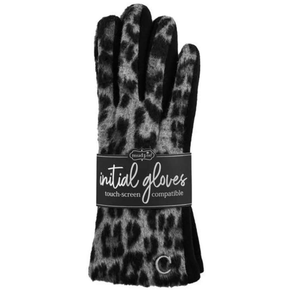 Mud Pie INITIAL LEOPARD GLOVES/D, L,M,N,&T/NWT